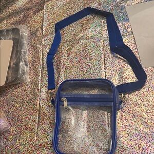 Clear Crossbody Bag with Blue Trim